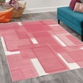 thumbnail image 2 of Contemporary Decorative Rug, 3 Dimensional Cubes Geometric Modern Abstraction Square Shapes Print, Quality Carpet for Bedroom Dorm and Living Room, 6 Sizes, Pink White, by Ambesonne, 2 of 4