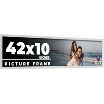 42x10 Frame White Solid Wood Picture Frame Includes UV Acrylic Shatter Guard Front, Acid Free Foam