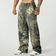 thumbnail image 4 of Cthrlog Mens Camo Graphic Leaf Print Baggy Sweatpants Joggers Workout Elastic Waist Pants Casual Wide Leg Elastic Waist Sweatpants with Pockets Light Green 007, 4 of 4