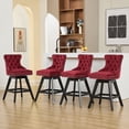 thumbnail image 3 of Swivel Counter Height Bar Stools Set of 4, Modern Bar Stools for Kitchen Island, Red Barstools with Backs, Sillas para Barra de Cocina, Velvet Island Chairs with Wood Legs (Burgundy, 4Pcs), 3 of 6