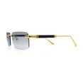 thumbnail image 6 of Mens Luxury Hip Hop Rapper Beveled Rimless Narrow Rectangle Sunglasses Gold - Smoke, 6 of 8