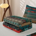 thumbnail image 5 of jejeloiu Warm Border Zipper Full Size Comforter Sets with Fitted Sheet and 2 Pillowcases For Men Women,Rustic Print Zipper Bedding Set,Teal Red,Light Gray Reversible,4-Piece, 5 of 7
