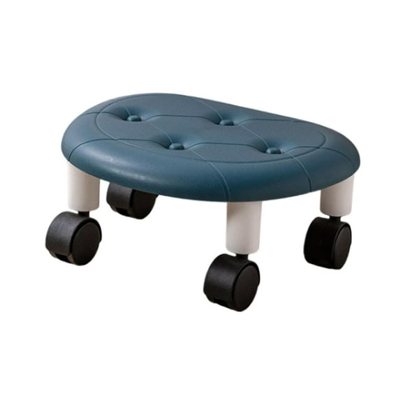 Taburete de pedicura, Mini taburete móvil, cómodo, resistente, giratorio de 360 degree, taburete rodante, taburete para zapatos, asiento de rodillo bajo, azul perfecl Asiento rodante bajo