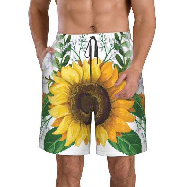 Fotbe Sunflowers (2) Trajes de Baño Estampados para Hombre, Shorts de Verano de Secado Rápido, Ropa de Playa, Bañadores-Small