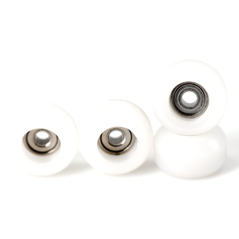 CNC Polyurethane Fingerboard Bearing Wheels, White Set of 4 Wheels