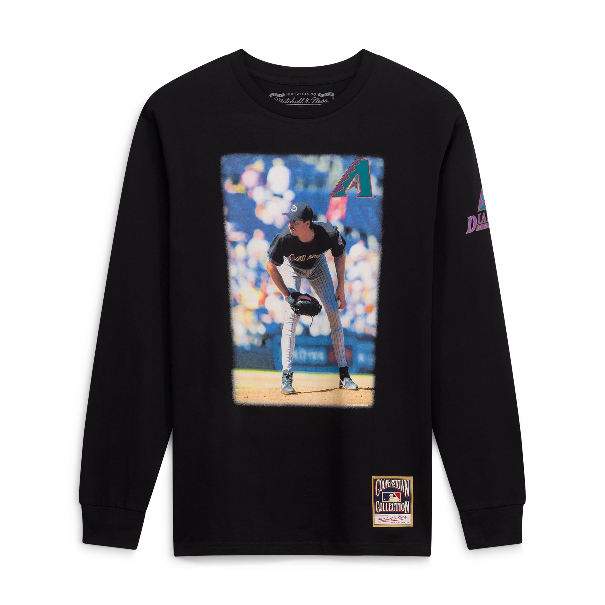 Men s Mitchell & Ness Randy Johnson Black Arizona Diamondbacks Player Graphic Long Sleeve T-Shirt