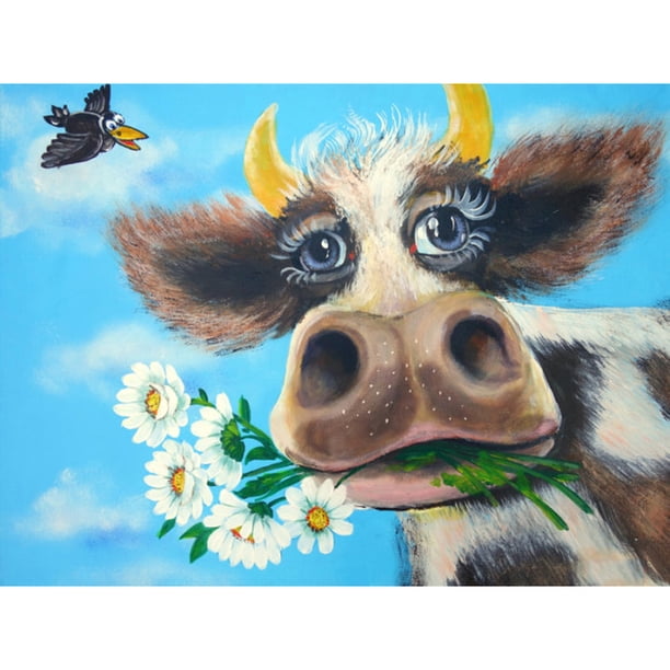 Taladro diamante pintura (DE4549) 5D DIY completo divertido vaca punto de cruz bordado decoración 45x60cm Hugtrwg Para estrenar