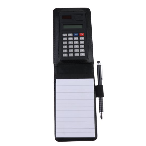 Bloc de notas de bolsillo Sunnimix con calculadora y bolígrafo Azul Negro