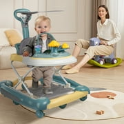 GIATUEE 4 in 1 Baby Walker with Wheels, Foldable Walker for Baby Boys Girls, 7 Months+(Blue)