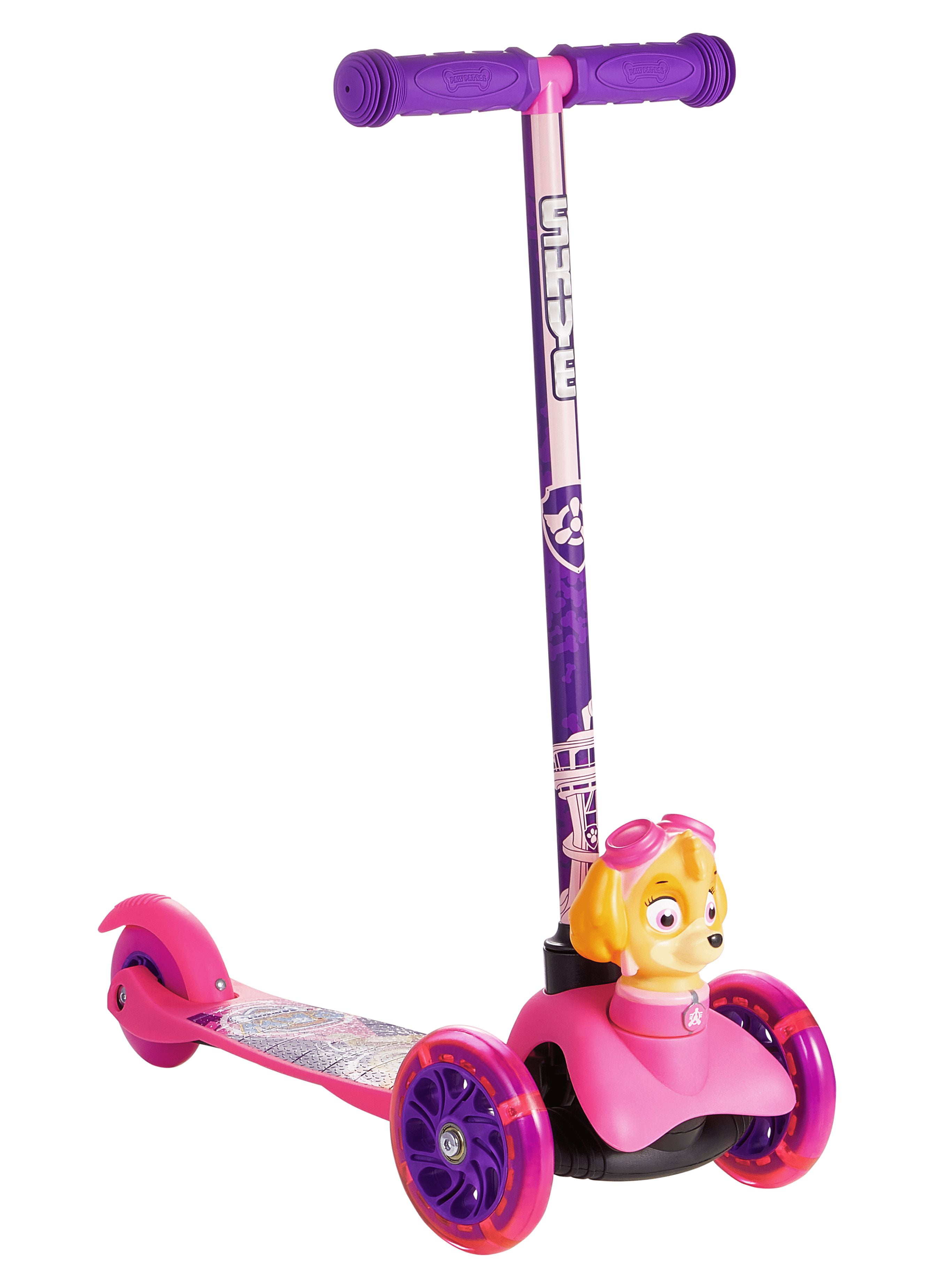 Paw Patrol Skye Ride-N-Glide Buddies 3D Toddler Scooter, 3 Wheel Scooter for Kids Ages 3+, Pink