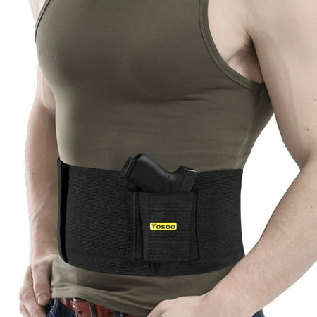 Yosoo Belly Band Holster Concealed Carry Adjustable Hand Gun IWB Holsters with Magazine Pouch for Men Women, Fits Glock 19 43 42 17, M&P Shield, S&W, Ruger lcp, Bodyguard 380, 9mm (Best Pocket Holster For Ruger Lcp)