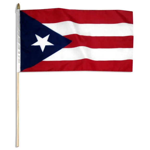 FORGE- 12X18 12"X18" Puerto Rico Rican Stick Flag Wood Staff Polyester (24 Inch Staff)