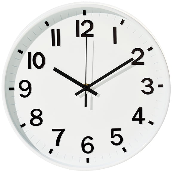 Sanmadrola Wall Clocks Battery Operated,12 inch Silent Non Ticking Modern Wall Clock for Living Room Bedroom Kitchen Office Classroom Decor Glass Front White