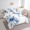 thumbnail image 3 of jejeloiu Blue Flower Floral 7 Pieces Bedding Comforter Set,Gray Leaves Full Bedding Set,Modern Minimalsit Aesthetic Fitted Sheet Flat Sheet For Girls,Super Cozy Room Decor Reversible, 3 of 8