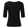 thumbnail image 5 of XUELUO Boho Tops For Women Summer Solid Color Crew Neck Short Sleeve Slim Fit Fashion Casual Basic Shirts For Women T-shirts Holiday Wear,Black,XXL, 5 of 5