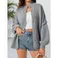 thumbnail image 4 of Women's Chunky Knit Oversized Cardigan - Button Front Coat with Lantern Sleeves for Fall/ Winter Cozy Outerwear, 4 of 5