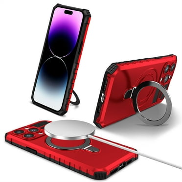 Cover for iPhone 13 Pro, Case with Invisible Stand,Compatible with MagSafe,Shockproof Magnetic Heavy Duty with Built-in Ring Holder Stand Hard Phone Case Cover, red