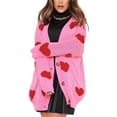 thumbnail image 4 of Txlixc Cárdigan con botones para mujer, ropa de abrigo con cuello en V con estampado de corazón/flor Txlixc moda, 4 of 6