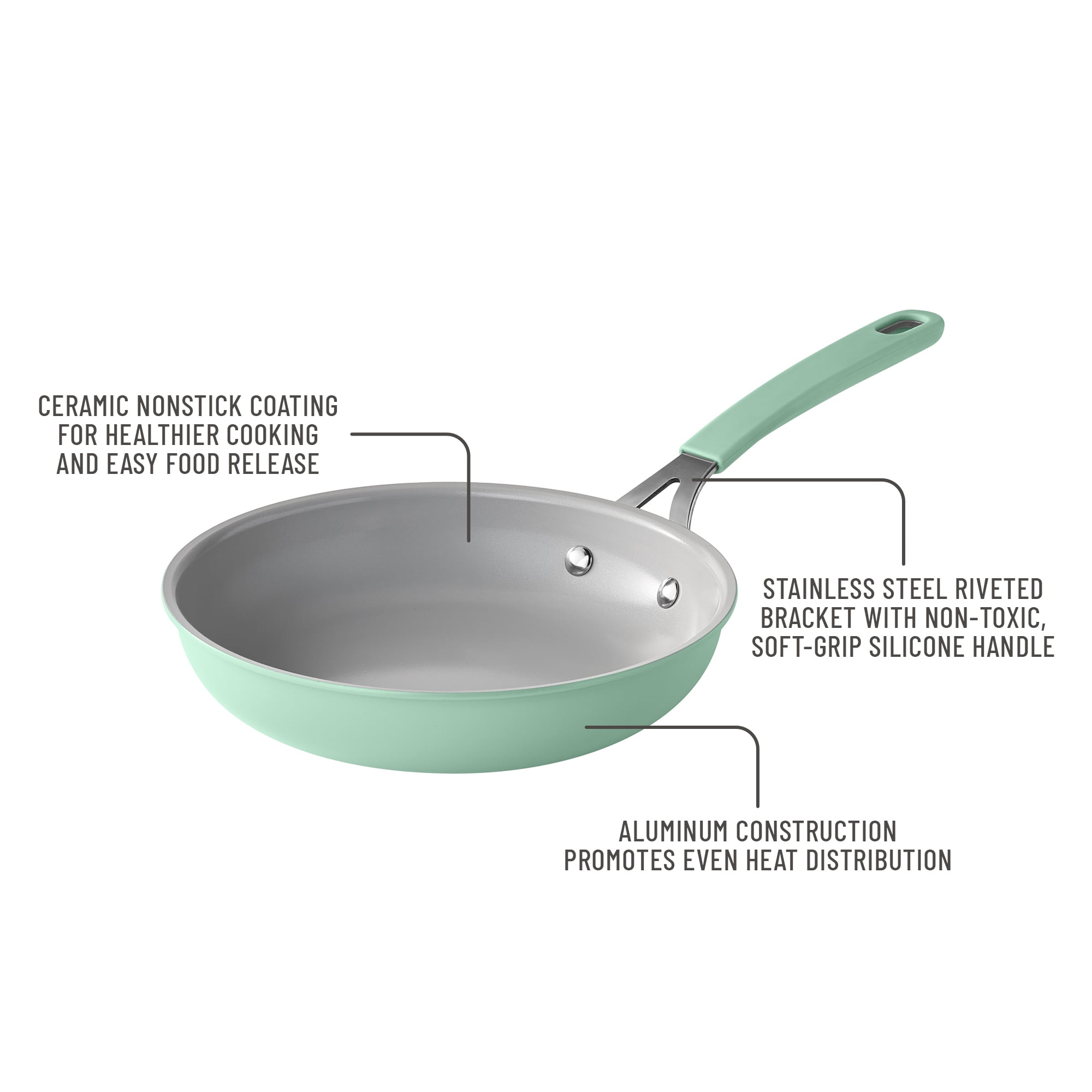 The Pioneer Woman 8-inch Ceramic Nonstick Aluminum Frying Pan Skillet, Green