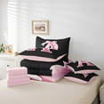 thumbnail image 4 of Erosebridal Initial Letter A Bedding Sets Twin Size, Black Pink Comforter Sets with Sheets, Kawaii Bow-tie Reversible Bed Set, Lightweight Room Decorative, 7pcs, 4 of 6
