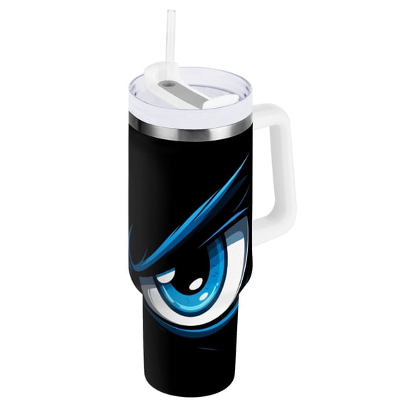 Ryvnso 40 oz Tumbler with Handle and Straw Insulated Stainless Steel Travel Mug with Lid Evil Blue Eyes