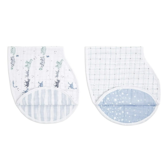 aden anais Bavoir Burpy en Mousseline de Coton 100 - Bavoir Absorbant Multi-Usage à 4 Couches et Fermeture à Pression pour Bébé 225A X 11A Lot de 2 Rising Star