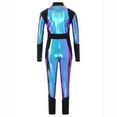 thumbnail image 3 of iiniim Girls Alien Robot Dance Outfit Metallic Long Sleeve Zip Neck Jumpsuit Blue 8, 3 of 7