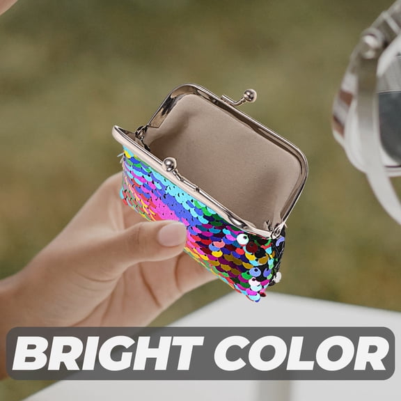 MLINS 1pc Colorful Fashion Sequins Mini Coin Purse Stylish Cosmetic Bag Wallet
