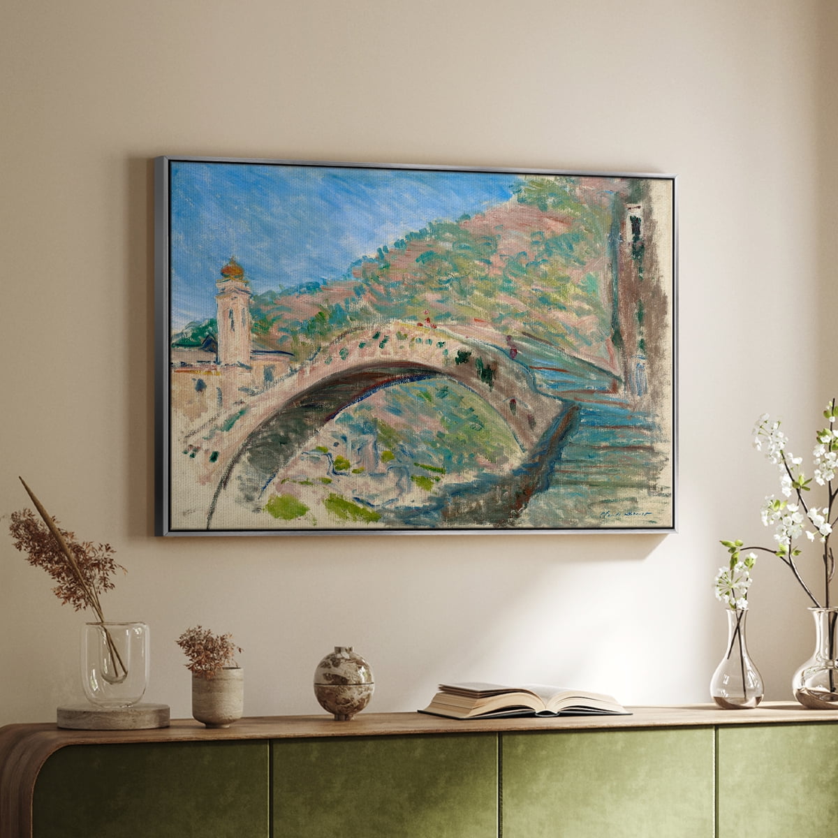 Vintage Landscape-CLIV By Wexford Home Framed in Silver Wood Gallery Wrapped Canvas 25 in. x 37 in.