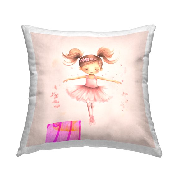 Stupell Industries Ballerina Dancer Girl Decorative Printed Throw Pillow Design by Andrea Haase.