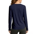 thumbnail image 3 of OIUUAK Womens Long Sleeve Athletic Shirts UV Sun Protection UPF 50+ Quick Dry Workout Yoga Going Out Running Tops Crew Neck, Navy, 3 of 5