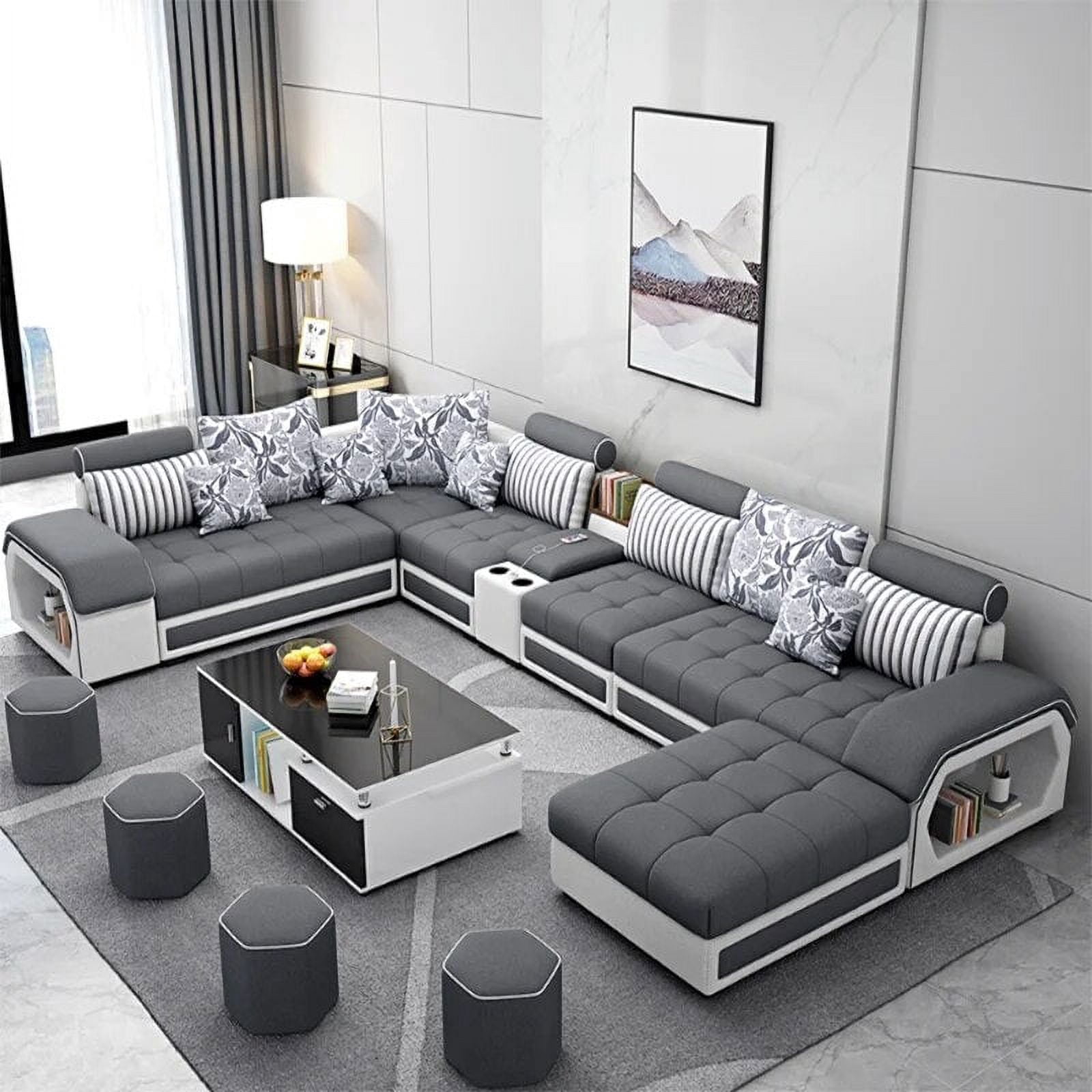 KAISERINC Fabric Adjustable Sectional Sofa