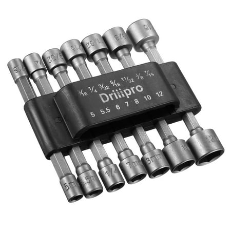 Drill Driver Accessory Set - 14Pcs Power Nut Driver Drill Bit Set 1/4'' Hex Shank Metric Socket Wrench Screw