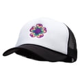thumbnail image 2 of Retro Flower Embroidered Foam Panel Mesh Snapback - Black White OSFM, 2 of 5