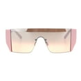 thumbnail image 2 of Womens Rimless Shield Retro Futurism Cat Eye Plastic Sunglasses Pink Pink Mirror, 2 of 4