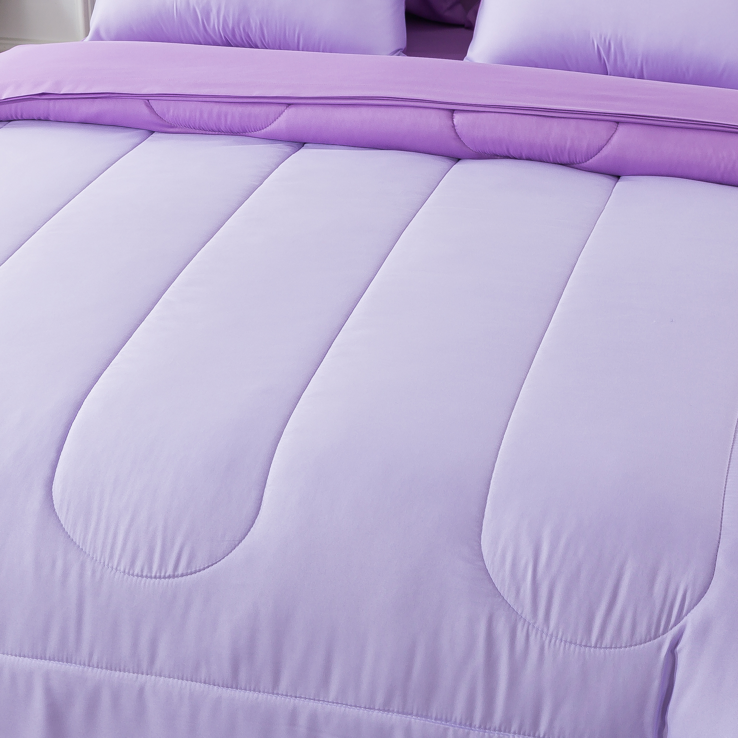 Mainstays Purple Reversible 7-Piece Bed in a Bag Comforter Set with Sheets, Queen - image 2 of 10