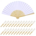 thumbnail image 1 of 24 Abanicos de Papel Blancos Plegables de Mano para Bodas, Fiestas y Baby Showers., 1 of 5