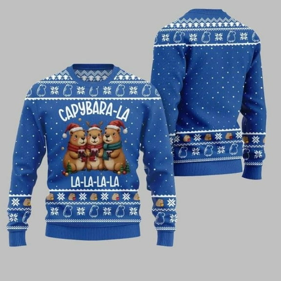 2025 Christmas Capybara La La La 3D Christmas Sweater