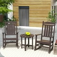 thumbnail image 2 of Polytrends  Laguna Hdpe All Weather Outdoor Patio Rocking Chairs With Side Table (3-Piece Set) Dark Brown, 2 of 5