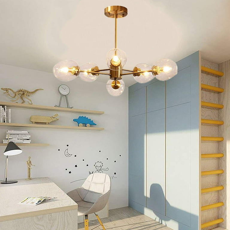 FINE MAKER Mid Century Modern 6-Lights Sputnik Chandelier Flush