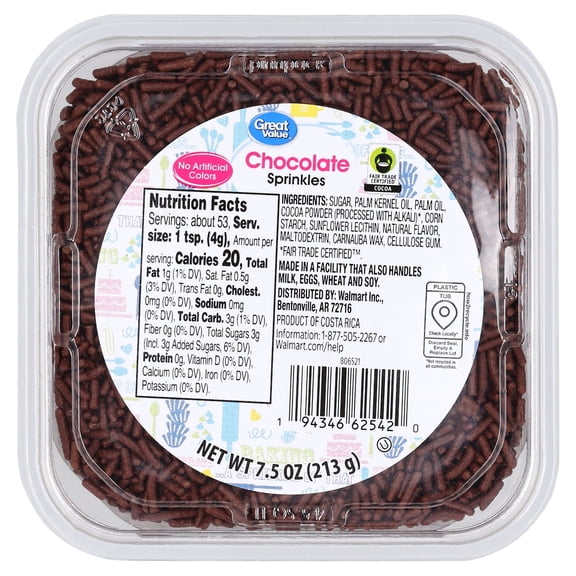 Great Value Chocolate Sprinkles, 7.5 oz