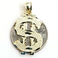 thumbnail image 3 of New 10k yellow gold dollar sign diamond cut unisex lucky pendant charm gift 2.3g, 3 of 12