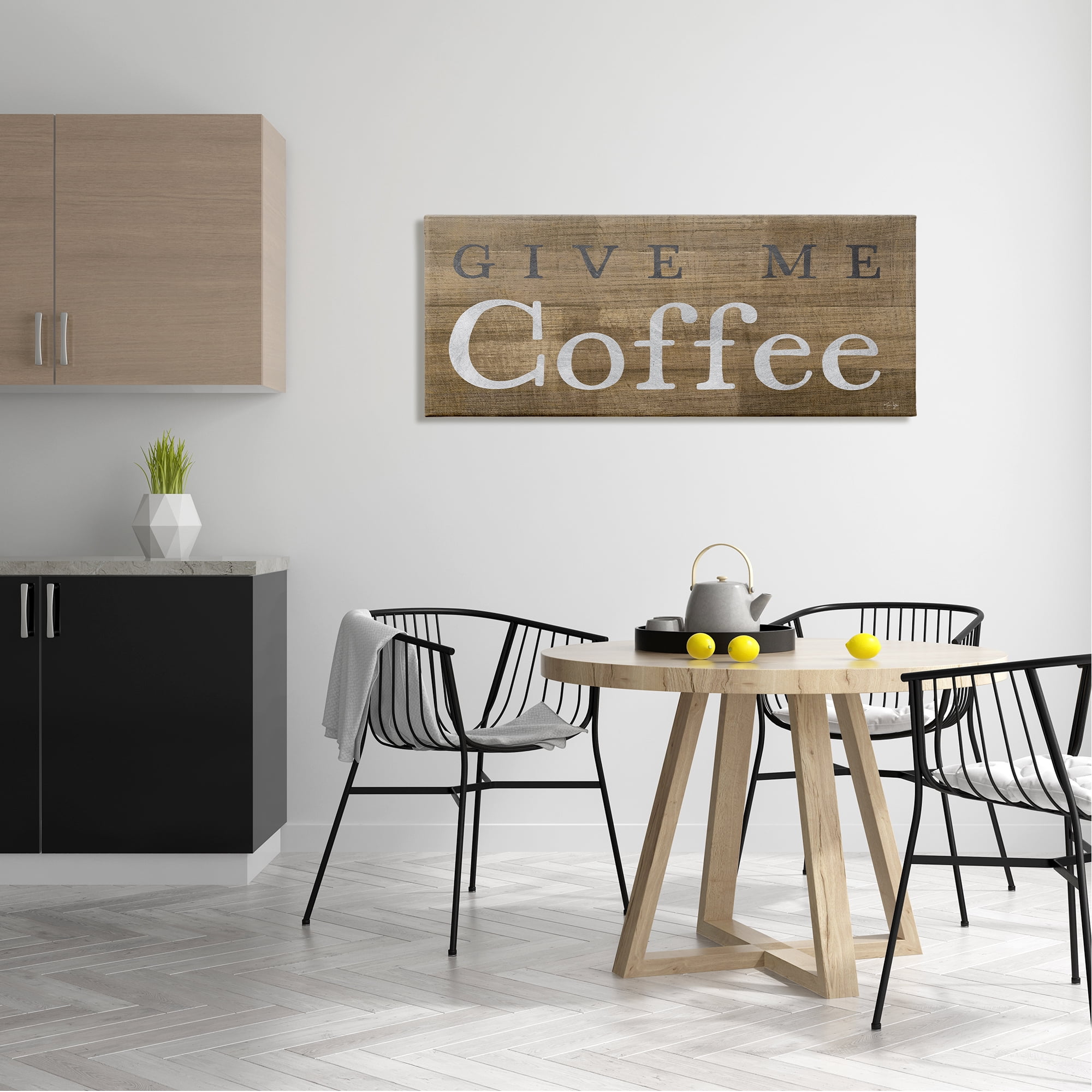 Stupell Industries Rustic Give Me Coffee Food & Beverage Painting Gallery Wrapped Canvas Art Print Wall Art, 48 x 20
