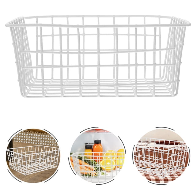 MOKKHNB 2Pcs Freezer Baskets Chest White Iron Food Storage for Refrigerator Organization