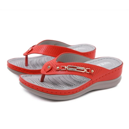 

Christmas Womens Summers Vintage Hollow Out Wedge Flip Flops Slippers Shoes