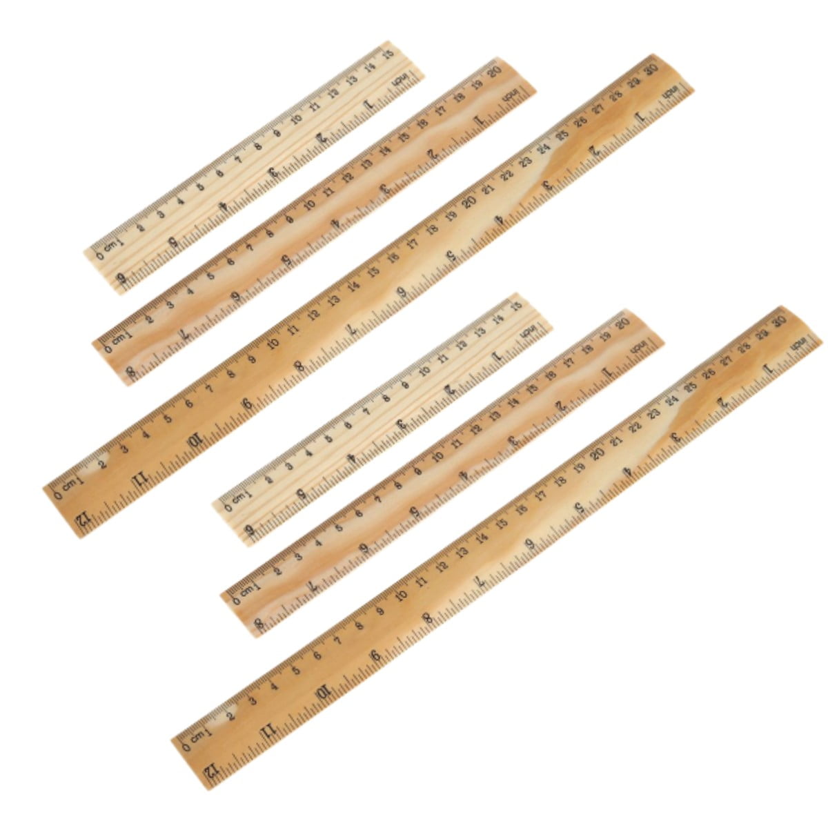 Wooden Rulers for Kids, 6 Packs Bulk Rulers with Centimeters and Inches