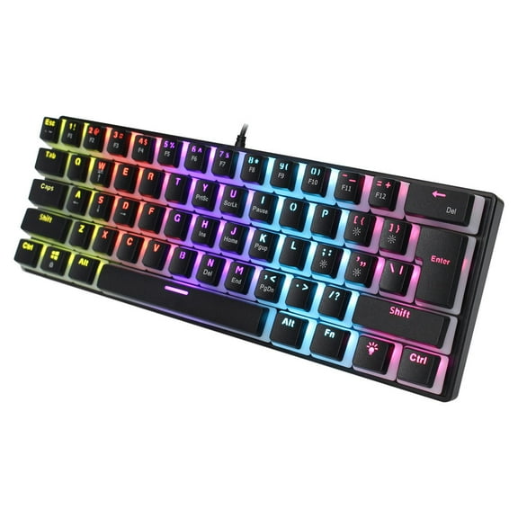 RGB Backlight Home Wired Gaming Keyboard Computer Durable 61 Keys For Laptop PC ABS Key Cap 60% Mechanical Ergonomic Holidays