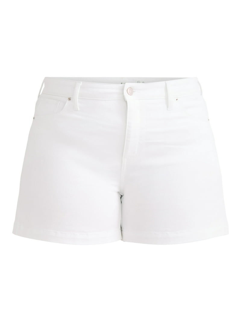 Terra Sky Women's Plus Size Denim A-Line Shorts, 5-Inch Inseam