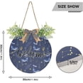 thumbnail image 3 of Welcome Sign with Wreath for Front Door, Rustic Round Hanging Welcome Sign, Wall Housewarming Gift for Home 11.8in, Magic Whales Home Decor, 3 of 7