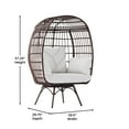 thumbnail image 6 of Emma + Oliver Brown/Cream Indoor/Outdoor Oversized Swivel Lounge Egg Chair with Wicker Rattan Construction and 4 Cushions for Patio, Sunroom, or Deck, 6 of 13
